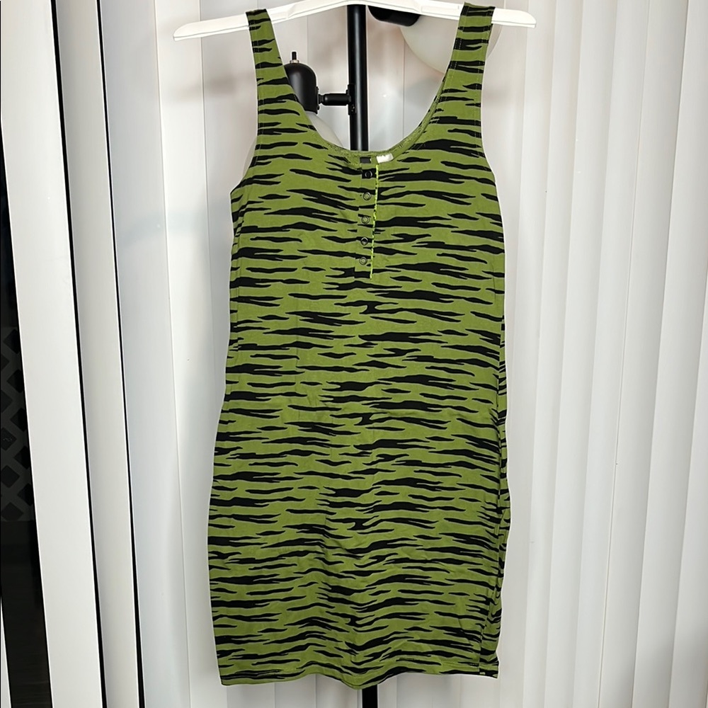 Green and Black Striped Mini Dress